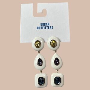 NWT Urban Outfitters White Dangly Earrings With Colored Stones